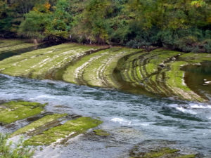 洗濯板状の岩盤：真下慶治記念美術館主催の最上川研修 － 2011年