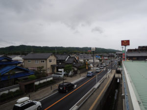 奈良、法隆寺へ行く：中央の奥が法隆寺